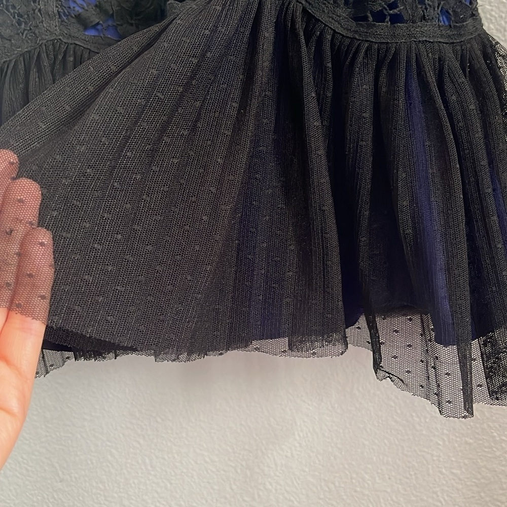 Betsey Johnson Lace Black|Royal Blue Midi Dress Size 6 - Picture 8 of 10
